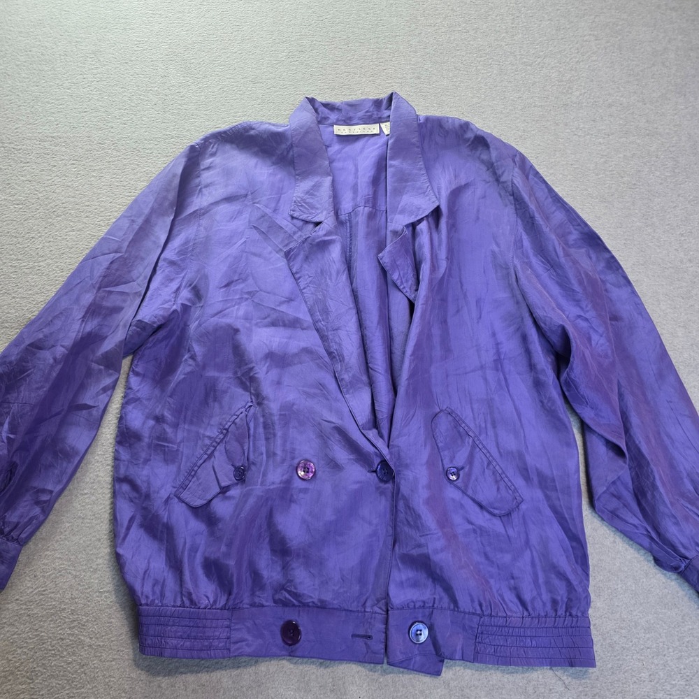 Restless Clothiers Jacket Womens Purple 100% Silk Vintage Lightweight Blazer
